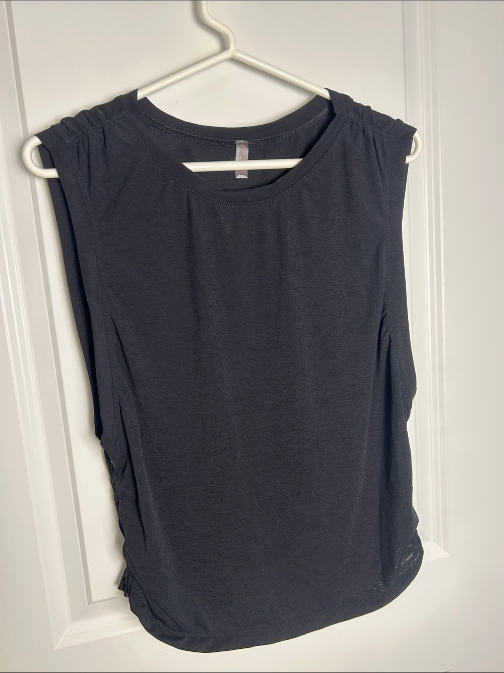 Free People Black Sleeveless Ruched Shoulder Tank
